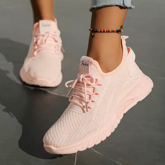 Women's Running Shoes with Breathable Knit and Cushioned Grooved Sole