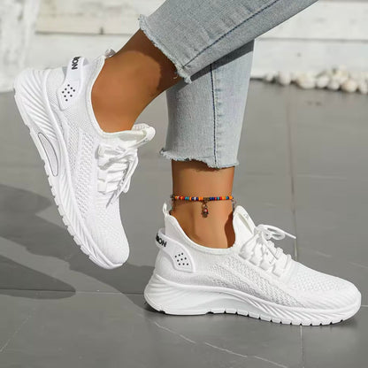 Women's Running Shoes with Breathable Knit and Cushioned Grooved Sole