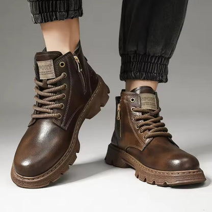 Herrenstiefel mit Seitlichem Reißverschluss und Dicke Sohle für Traktion