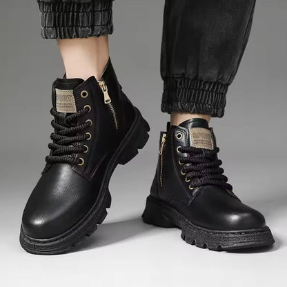 Herrenstiefel mit Seitlichem Reißverschluss und Dicke Sohle für Traktion