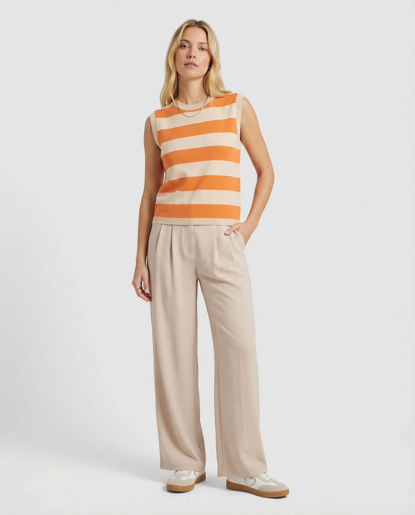Women's Long Wide High Waist Pants with Side Pockets
