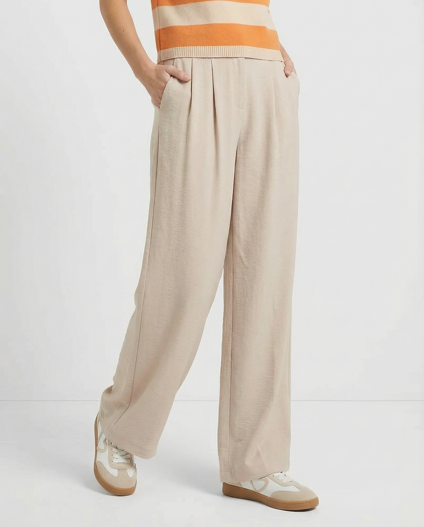 Women's Long Wide High Waist Pants with Side Pockets