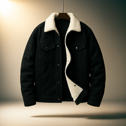 Herren Herbst-Cordjacke mit Fleecefutter und Knopfleiste
