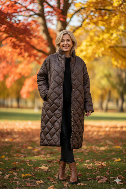 Damen Winter-Wende-Steppjacke Mit Bedrucktem Innenfutter
