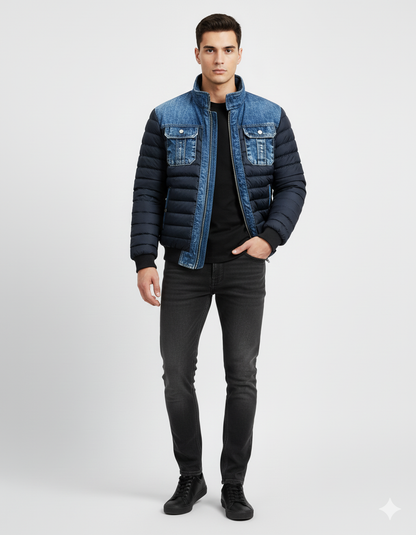Herren Herbstjacke Hybrid Gestepptes Panel und Tailored Fit