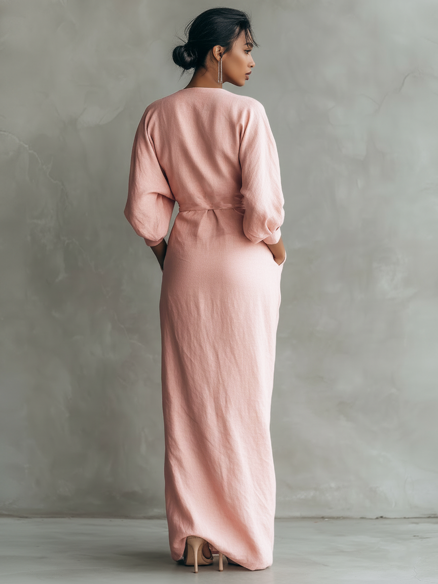 Damen Maxikleid mit Fließender Silhouette – Lockerer Schnitt Eleganter Stil