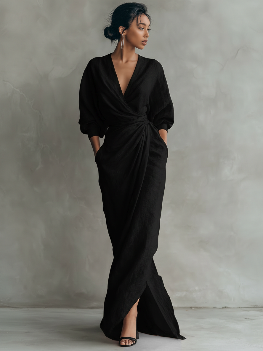 Damen Maxikleid mit Fließender Silhouette – Lockerer Schnitt Eleganter Stil