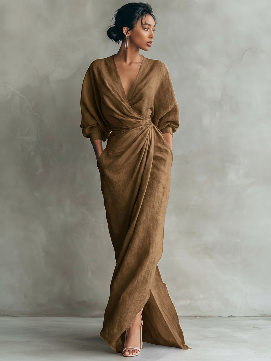 Damen Maxikleid mit Fließender Silhouette – Lockerer Schnitt Eleganter Stil