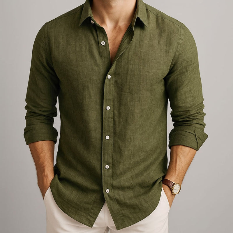 Herren Sommer Hemd mit Knopfleiste – Abgerundeter Saum Lockerer Schnitt