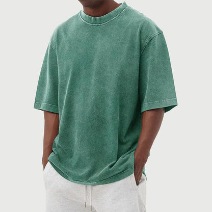 Herren T Shirt Aus Baumwolle Mit Waschoptik