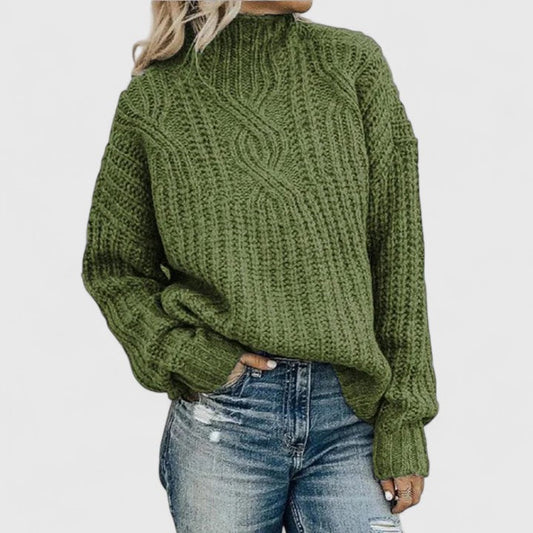 Damen Strickpullover Mit Zopfmuster Und Lockerer Passform