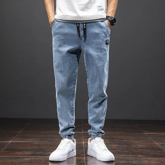Herren Denim Joggerhose mit Kordelzug – Lockerer Schnitt