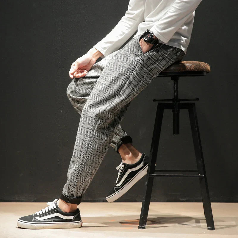 Herren Karohose mit Elastischem Bund – Lockerer Schnitt