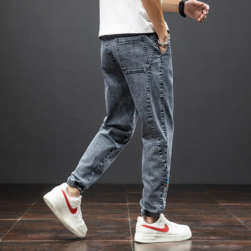 Herren Denim Joggerhose mit Kordelzug – Lockerer Schnitt