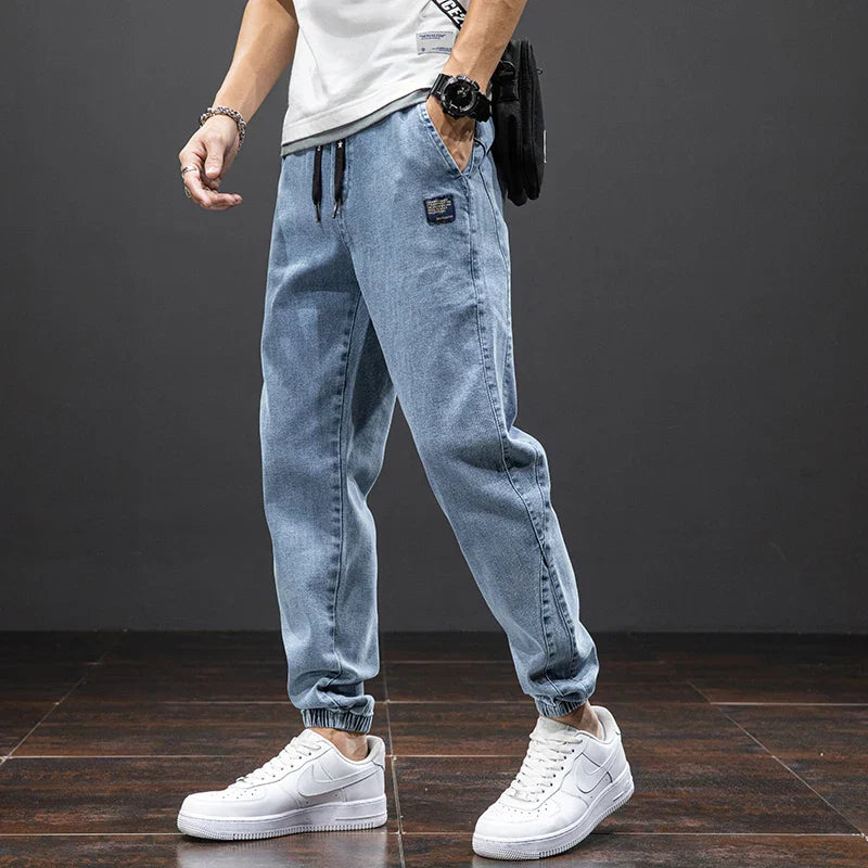 Herren Denim Joggerhose mit Kordelzug – Lockerer Schnitt