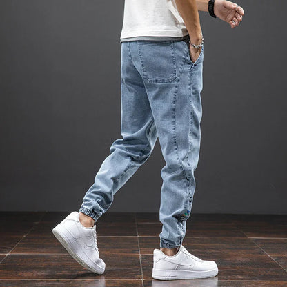 Herren Denim Joggerhose mit Kordelzug – Lockerer Schnitt