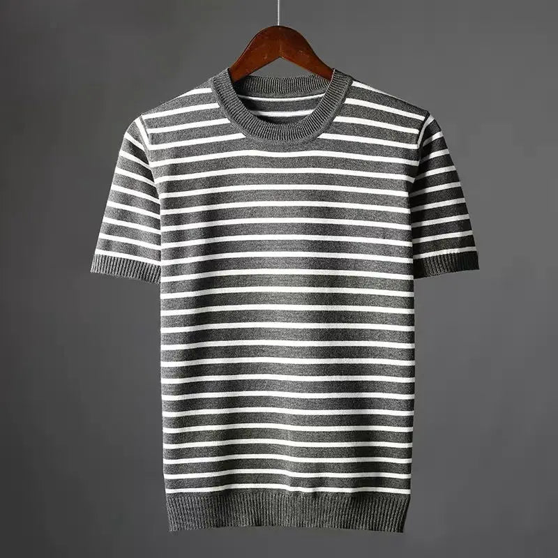 Herren T-Shirt mit Streifen – Leichtes Design Lockerer Schnitt