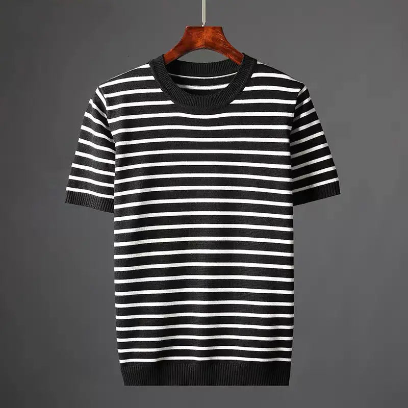 Herren T-Shirt mit Streifen – Leichtes Design Lockerer Schnitt
