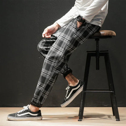 Herren Karohose mit Elastischem Bund – Lockerer Schnitt