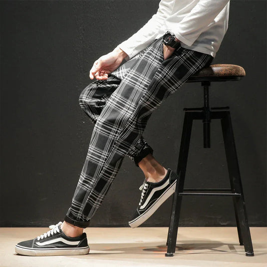 Herren Karohose mit Elastischem Bund – Lockerer Schnitt