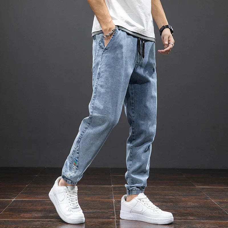 Herren Denim Joggerhose mit Kordelzug – Lockerer Schnitt