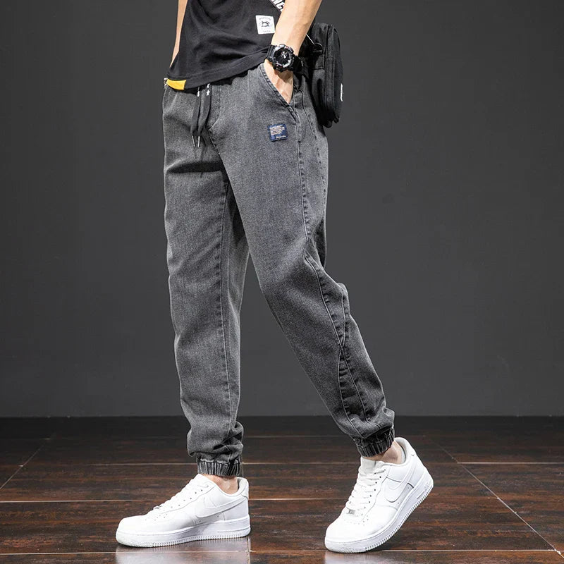 Herren Denim Joggerhose mit Kordelzug – Lockerer Schnitt