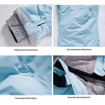 Men's and Women's Winter Ski Pants Windproof Waterproof with Waist Protection