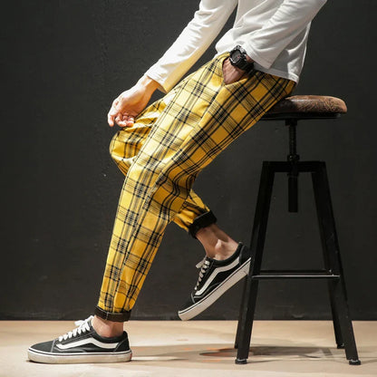 Herren Karohose mit Elastischem Bund – Lockerer Schnitt