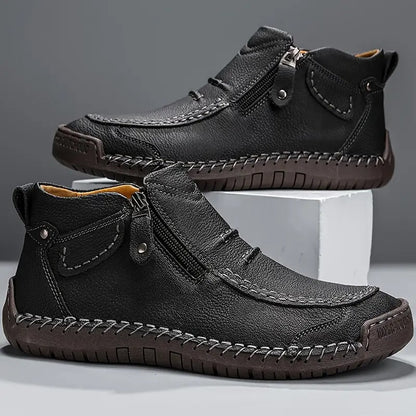 Men's Leather Shoes with Support and Slip-On Design