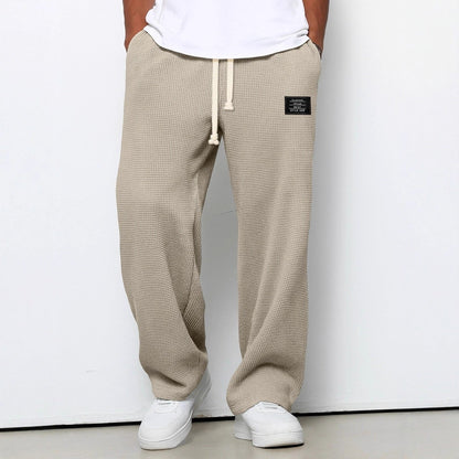 Men's Wide Cut Pants with Adjustable Waistband and Side Pockets