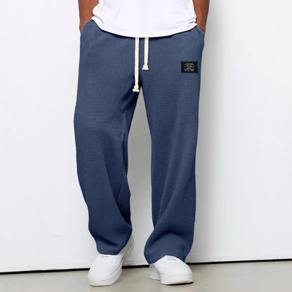 Men's Wide Cut Pants with Adjustable Waistband and Side Pockets