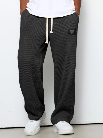 Men's Wide Cut Pants with Adjustable Waistband and Side Pockets