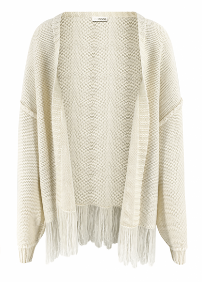 Damen Sommer-Strickjacke mit Fransenabschluss