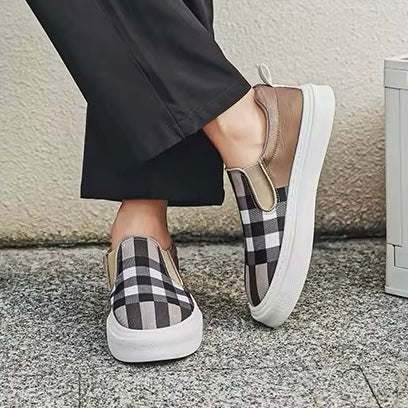 Herren Slip-On-Sneaker Mit Karomuster Und Gepolsterter Sohle