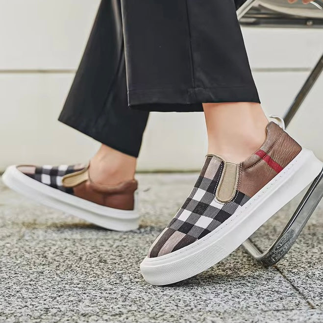 Herren Slip-On-Sneaker Mit Karomuster Und Gepolsterter Sohle