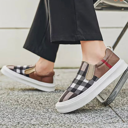 Herren Slip-On-Sneaker Mit Karomuster Und Gepolsterter Sohle
