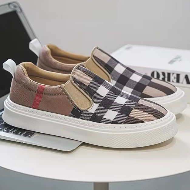 Herren Slip-On-Sneaker Mit Karomuster Und Gepolsterter Sohle