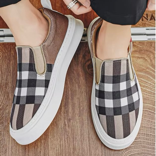 Herren Slip-On-Sneaker Mit Karomuster Und Gepolsterter Sohle