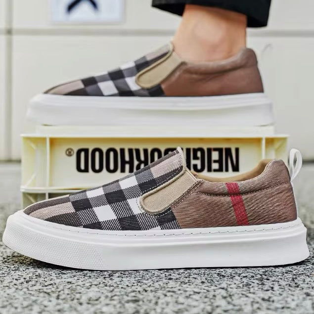 Herren Slip-On-Sneaker Mit Karomuster Und Gepolsterter Sohle