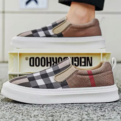 Herren Slip-On-Sneaker Mit Karomuster Und Gepolsterter Sohle