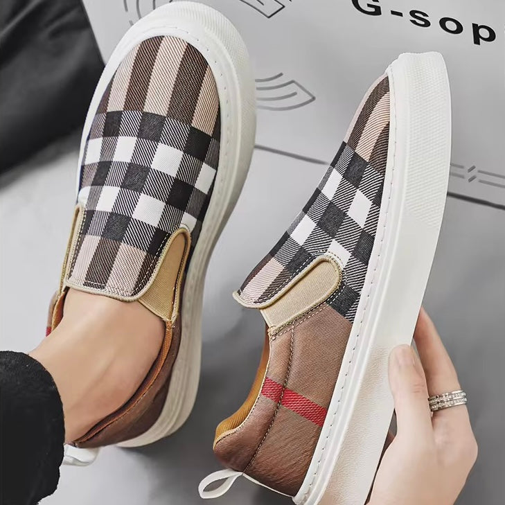 Herren Slip-On-Sneaker Mit Karomuster Und Gepolsterter Sohle