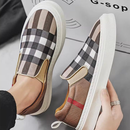 Herren Slip-On-Sneaker Mit Karomuster Und Gepolsterter Sohle