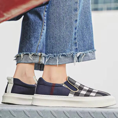 Herren Slip-On-Sneaker Mit Karomuster Und Gepolsterter Sohle