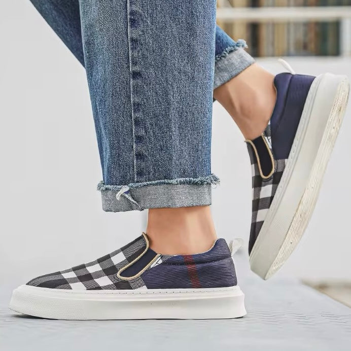 Herren Slip-On-Sneaker Mit Karomuster Und Gepolsterter Sohle