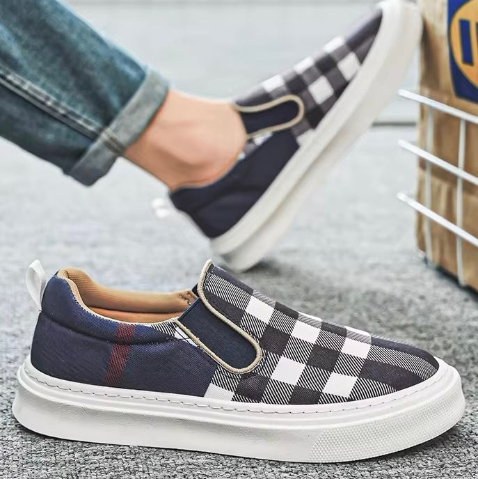 Herren Slip-On-Sneaker Mit Karomuster Und Gepolsterter Sohle
