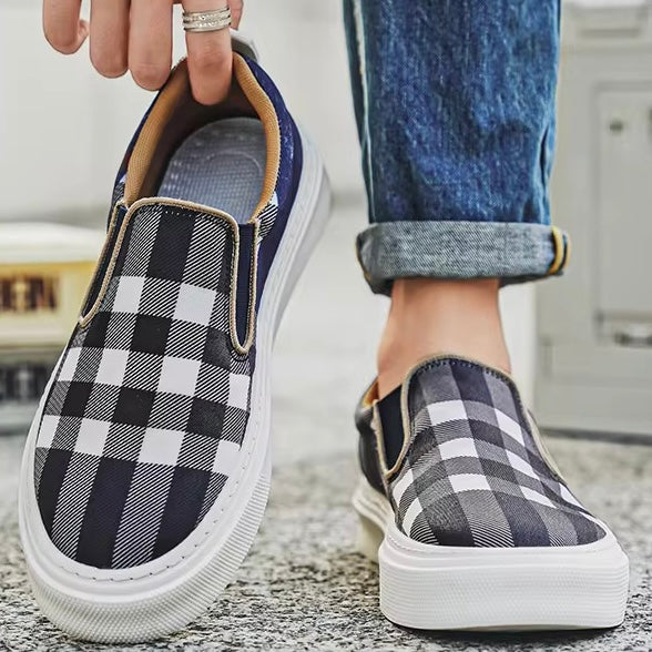 Herren Slip-On-Sneaker Mit Karomuster Und Gepolsterter Sohle