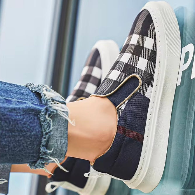 Herren Slip-On-Sneaker Mit Karomuster Und Gepolsterter Sohle