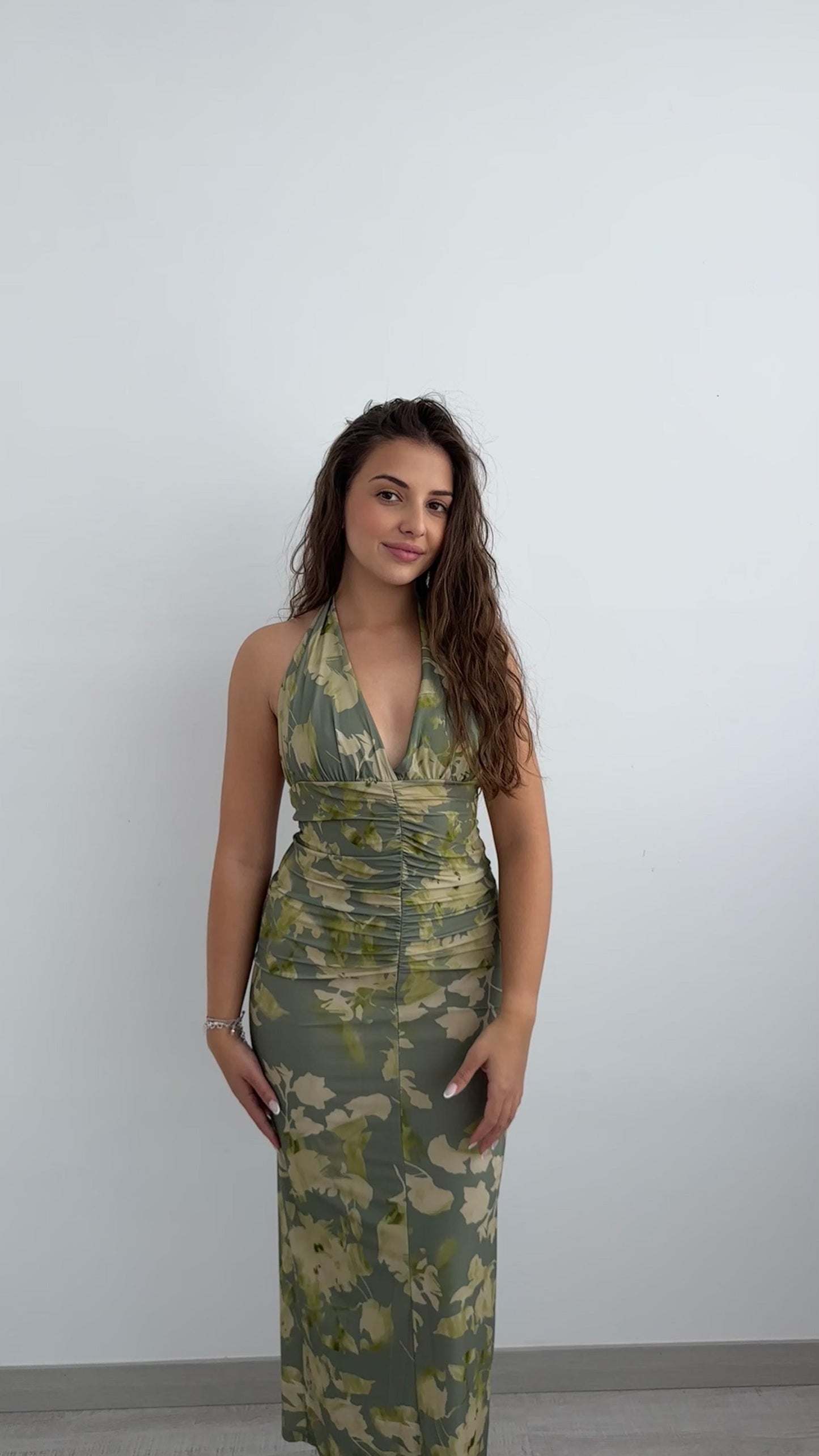 Damen-Midikleid Khaki Einheitsgröße Verstellbare Passform Ausgestellte Silhouette