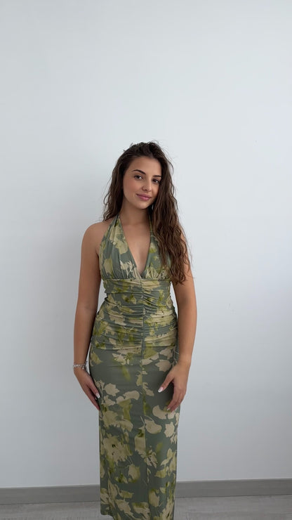 Damen-Midikleid Khaki Einheitsgröße Verstellbare Passform Ausgestellte Silhouette