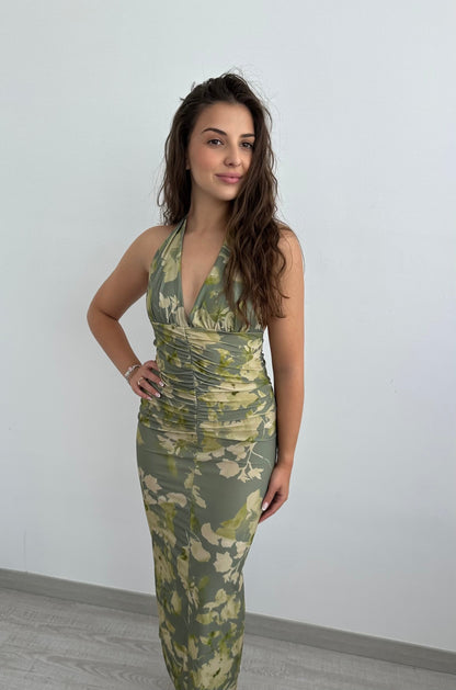 Damen-Midikleid Khaki Einheitsgröße Verstellbare Passform Ausgestellte Silhouette